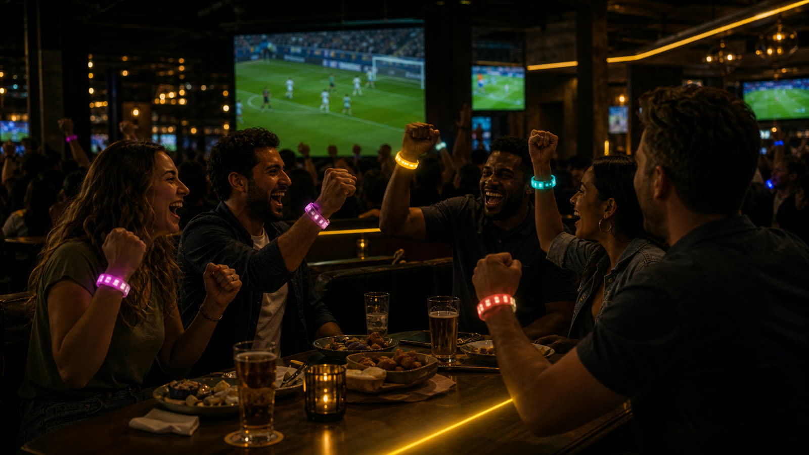 Guests celebrating together in a premium sports venue